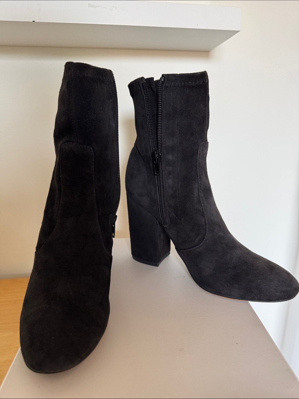 Tony Bianco Black Suede High Block Heel Ankle Boots